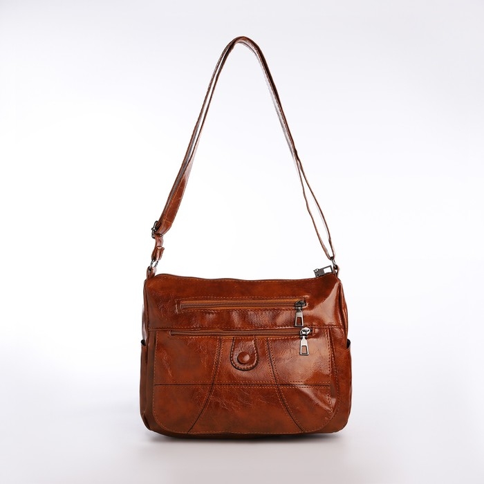 Сумка женская на одно плечо, на молнии, цвет коричневый Сумка женская на одно плечо, на молнии, цвет коричневый