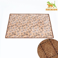 Коврик для отдыха животных, двусторонний (флис+ротанг), 86 х 60 см, бежевый Коврик для отдыха животных, двусторонний (флис+ротанг), 86 х 60 см, бежевый