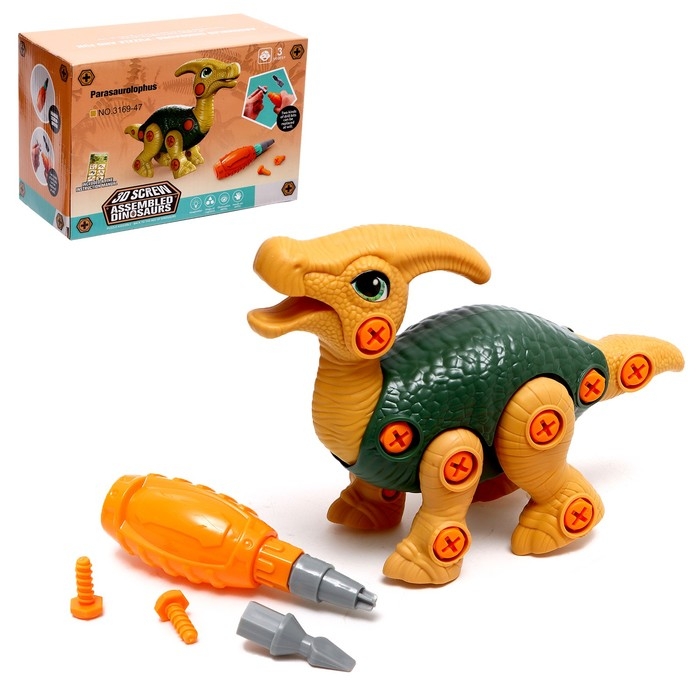 Конструктор винтовой «Паразауролоф», с отвёрткой, 28 элементов Конструктор винтовой «Паразауролоф», с отвёрткой, 28 элементов