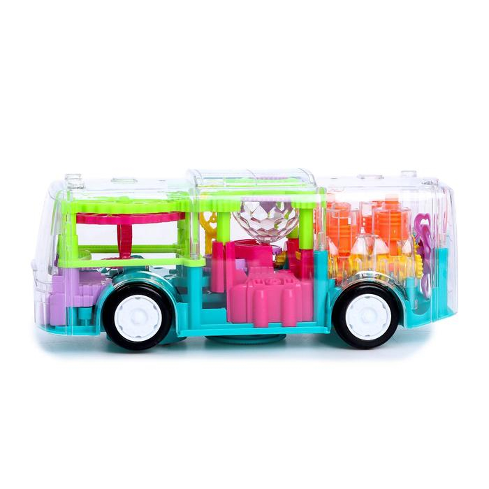 Автобус &laquo;Шестерёнки&raquo;, световые и звуковые эффекты, работает от батареек, МИКС