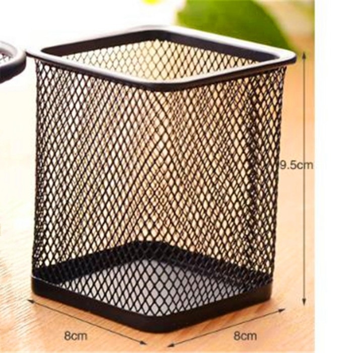 Стакан для ручек, квадратный, металлическая сетка, чёрный Стакан для ручек, квадратный, металлическая сетка, чёрный