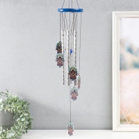 Музыка ветра дерево, металл "Абхая мудра" от сглаза 4 трубочки h= 46 см, синий Музыка ветра дерево, металл "Абхая мудра" от сглаза 4 трубочки h= 46 см, синий