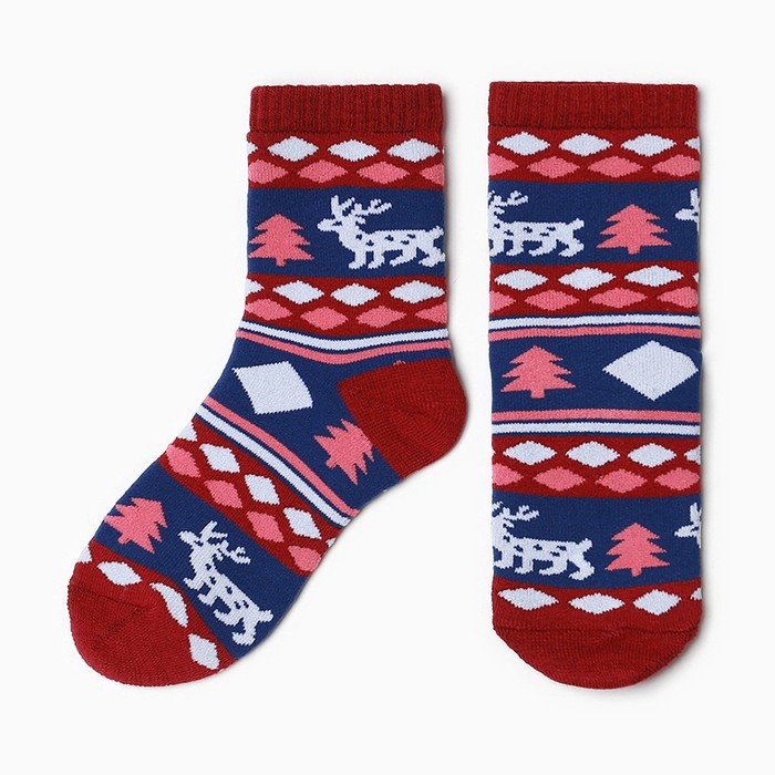 Носки детские махровые, цвет красный, размер 18-20 Носки детские махровые, цвет красный, размер 18-20