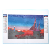 Алмазная мозаика с полным заполнением со светящимися стразами на холсте &laquo;Парусник&raquo;, 20 х 30 см