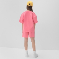 Комплект для девочки (футболка, шорты) MINAKU цвет розовый, рост 128