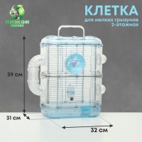 Клетка для грызунов с туннелем и наполнением, 32 х 31 х 39 см, голубая Клетка для грызунов с туннелем и наполнением, 32 х 31 х 39 см, голубая