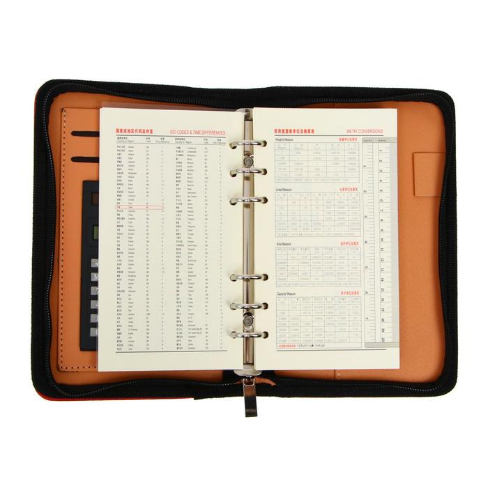 Органайзер на кольцах А6, 96 листов в линейку, на молнии с 3-х сторон, кожзам, МИКС