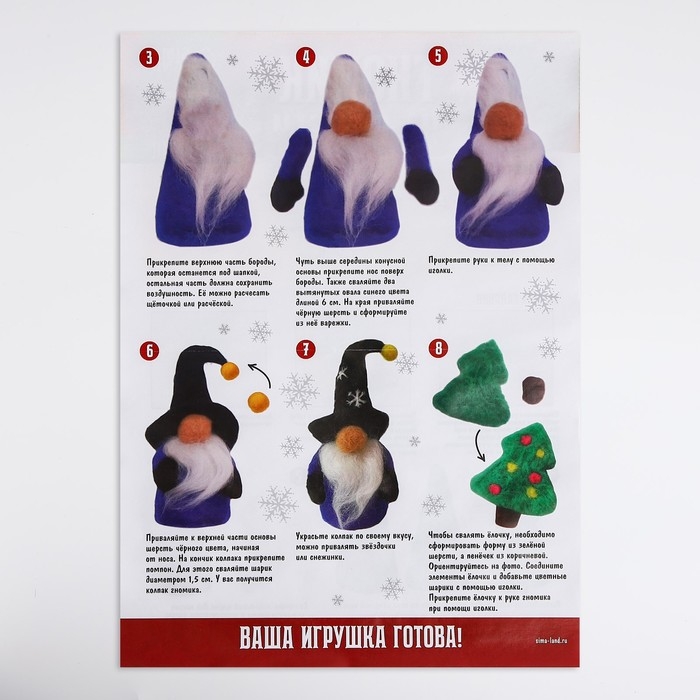 Валяние из шерсти на новый год. Игрушка своими руками &laquo;Гномик с ёлочкой&raquo;, новогодний набор для творчества