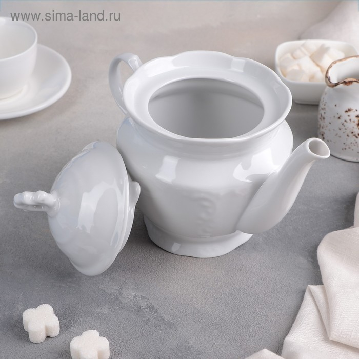 Чайник фарфоровый &laquo;Белье&raquo;, 800 мл, цвет белый