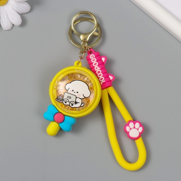 Брелок резина с ремешком Брелок резина с ремешком "Леденец на палочке с бантом. Пёсик" 6,5х4,5х2 см