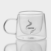 Набор стеклянных кружек с двойными стенками Доляна &laquo;Кофе&raquo;, 200 мл, 13&times;9,5&times;8 см, 2 шт