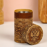 Набор стопок &laquo;Герб России&raquo;, 4 шт, в тубусе, 4,5&times;4,5&times;9 см, береста