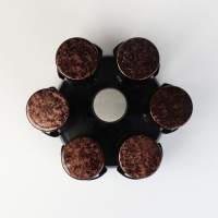 Набор стеклянных ёмкостей для специй на металлической подставке &laquo;Богема&raquo;, 5,5&times;11 см, 6 шт, цвет коричневый