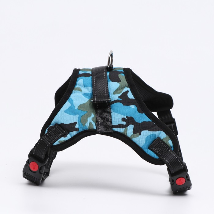 Шлейка К7 мягкая светоотражающая, размер XL, ОГ 74-92 см, вес 28-47,5 кг, голубая хаки