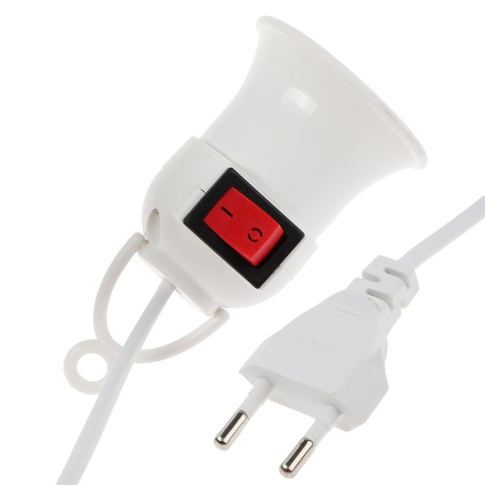 Светильник с выключателем, под лампу, Е27, провод 2 м, белый Светильник с выключателем, под лампу, Е27, провод 2 м, белый