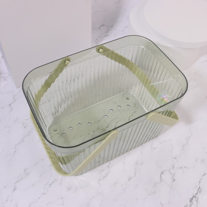 Органайзер для хранения, корзинка с ручками, 1 секция, 27 &times; 17 &times; 16,5 см, цвет полупрозрачный/МИКС