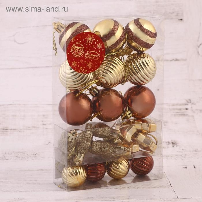 Набор украшений пластик 21 шт Набор украшений пластик 21 шт "Серпантин" кофейный золото