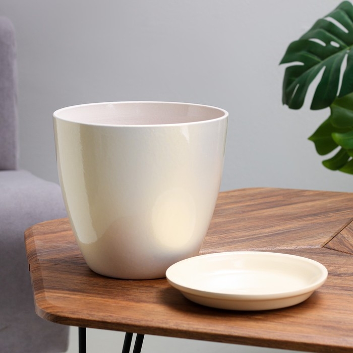 Набор горшков  "Глянец бутон" жемчуг, 4 предмета  1 / 2 / 3,8 / 5,4 л