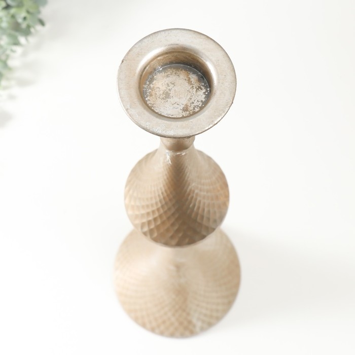 Подсвечник металл на 1 свечу Подсвечник металл на 1 свечу "Рокко" серебро 17,5х17,5х63,5 см