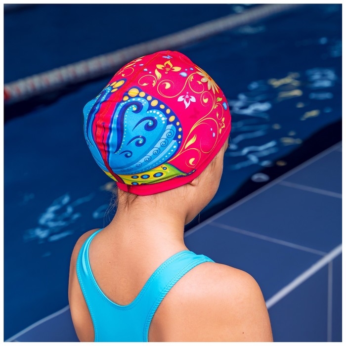 Шапочка для плавания детская ONLYTOP &laquo;Бабочка&raquo;, тканевая, обхват 46-52 см