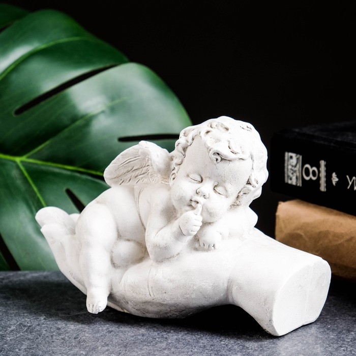 Фигура Фигура "Ангелочек на ладони спит" состаренный, 16х10х8см