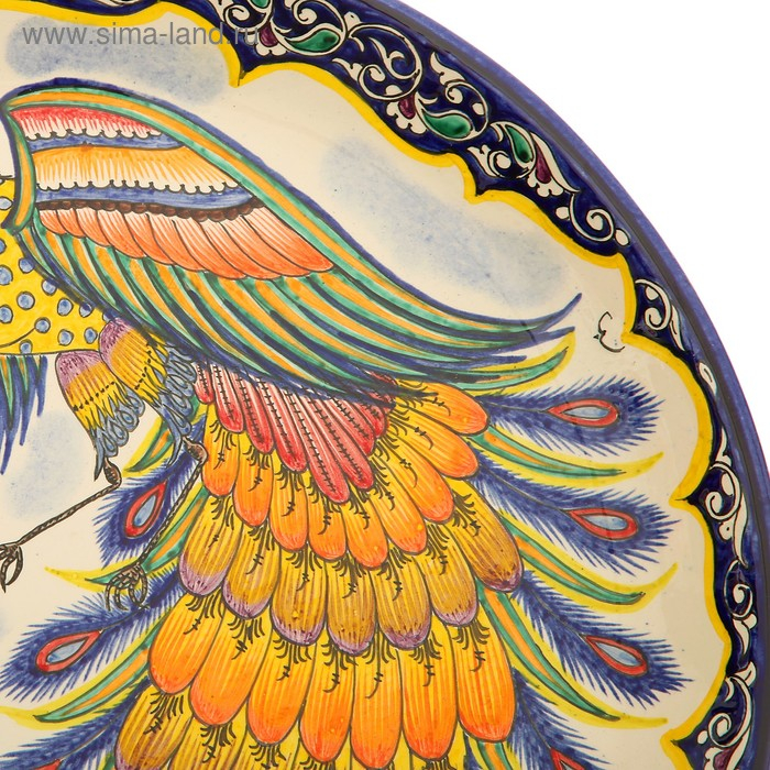 Ляган Риштанская Керамика "Жар-птица", 36 см, микс