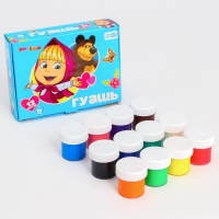 Гуашь 12 цветов по 10 мл, Маша и Медведь Гуашь 12 цветов по 10 мл, Маша и Медведь