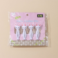 Прищепки бельевые «Коты», 7 см, 4 шт, цвет белый Прищепки бельевые «Коты», 7 см, 4 шт, цвет белый