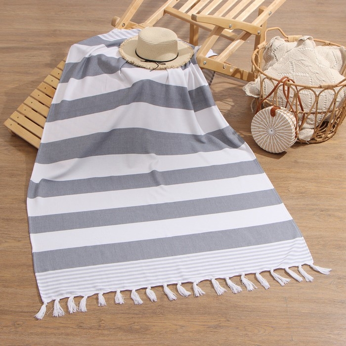 Полотенце пляжное Пештемаль, цв. серый, 100*180 см, 100% хлопок, 180гр/м2 Полотенце пляжное Пештемаль, цв. серый, 100*180 см, 100% хлопок, 180гр/м2