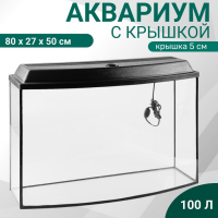 Аквариум "Телевизор" с крышкой, 100 литров, 80 х 27 х 50/55 см, чёрный