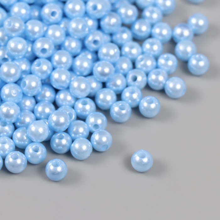 Набор бусин "Жемчуг" d 6 мм, 250 гр, нежно-голубой