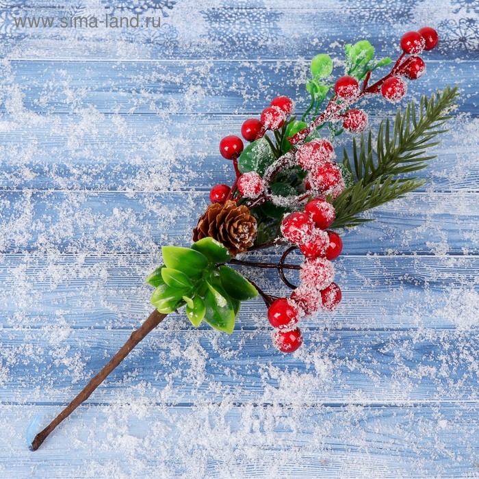 Декор Декор "Зимние грезы" ягоды зелень хвоя шишка, 27 см