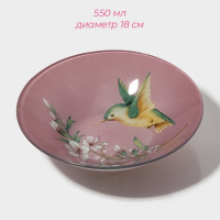 Набор тарелок стеклянных Доляна &laquo;Колибри&raquo;, 19 предметов: 6 десертных тарелок, 6 обеденных тарелок, 6 мисок, салатник