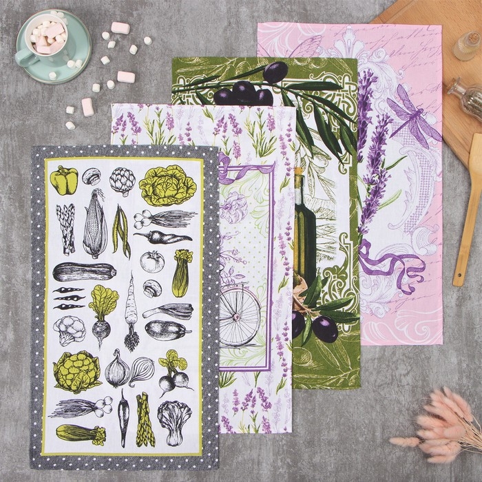 Набор полотенец кух. Доляна Набор полотенец кух. Доляна "Прованс" 35х60см-4шт, 100% хл