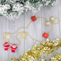 Бусы на ёлку 90 см "Звёзды, шарики, подарки" красно-золотой Бусы на ёлку 90 см "Звёзды, шарики, подарки" красно-золотой