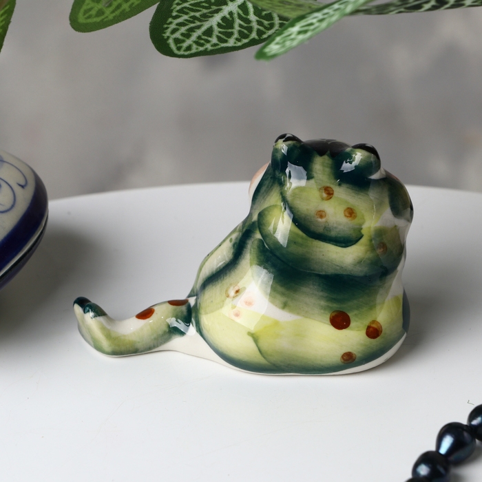 Сувенир жабка, гжель, цвет, 5.5х8 см