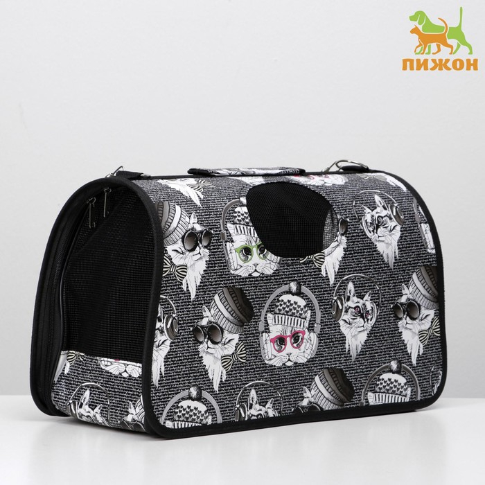 Сумка - переноска для животных Сумка - переноска для животных "Зимние коты", размер M, 40 х 21 х 27 см
