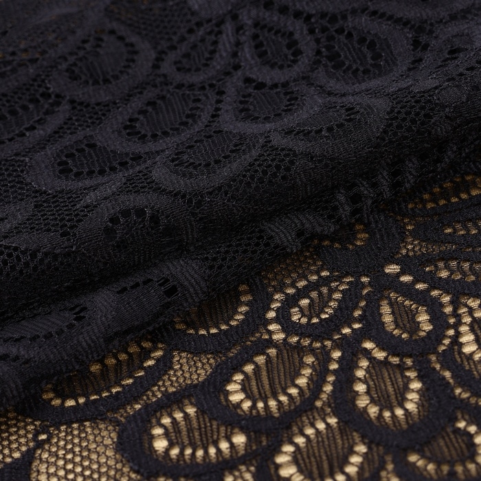 Кружевная эластичная ткань, 185 мм × 2,7 ± 0,5 м, цвет чёрный Кружевная эластичная ткань, 185 мм × 2,7 ± 0,5 м, цвет чёрный