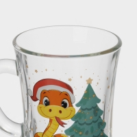 Кружка стеклянная для глинтвейна «Новогодние змейки», 200 мл, МИКС Кружка стеклянная для глинтвейна «Новогодние змейки», 200 мл, МИКС
