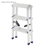 Стремянка ТУНДРА, алюминиевая, двухсторонняя, 3 ступени, 650 мм Стремянка ТУНДРА, алюминиевая, двухсторонняя, 3 ступени, 650 мм