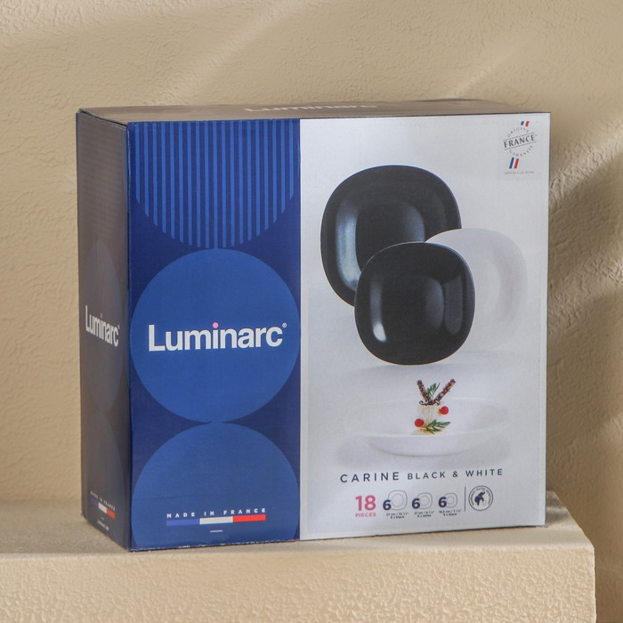 Сервиз столовый Luminarc Carine, стеклокерамика, 18 предметов, цвет белый и чёрный Сервиз столовый Luminarc Carine, стеклокерамика, 18 предметов, цвет белый и чёрный