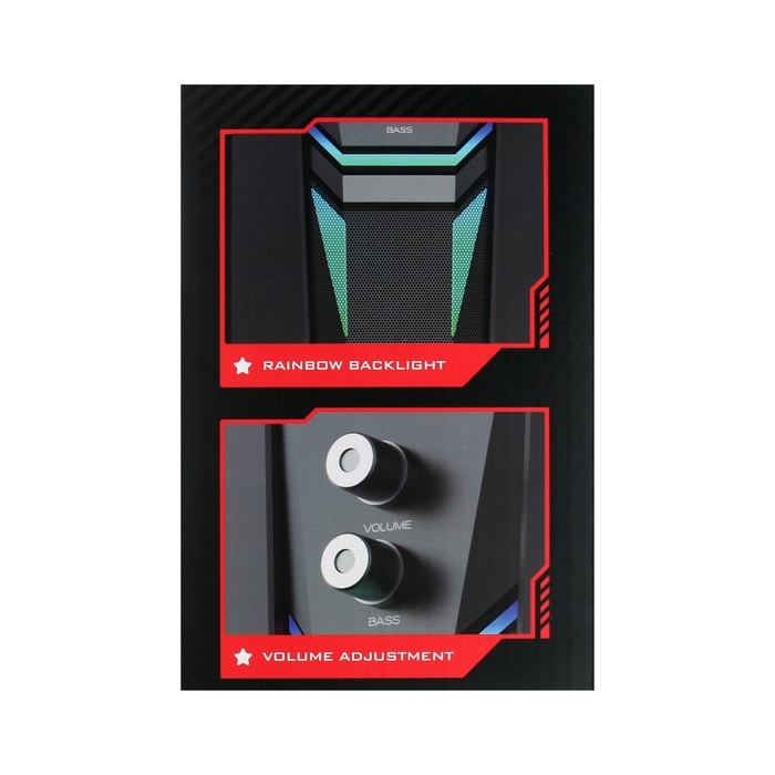 Компьютерные колонки Xtrike Me SK-612, 2х3 Вт + 5 Вт, USB, подсветка, чёрные