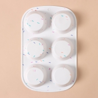 Форма для выпечки KONFINETTA &laquo;Фигуры. Круг&raquo;, силикон, 28&times;18&times;3,5 см, 6 ячеек (d=7,5 см), цвет белый