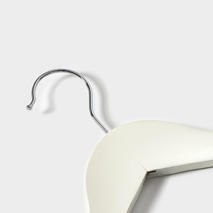 Плечики - вешалки для одежды Доляна, 44,5&times;23 см, 3 шт, с перекладиной, широкие плечики, деревянные сорт B, цвет белый