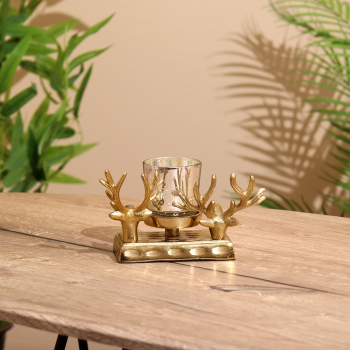 Подсвечник Подсвечник "Олени" алюминий 17х11х10 см