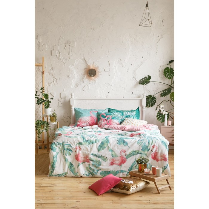 Постельное бельё "Этель" 2 сп Фламинго 175х215 см, 200х220 см, 50х70+3 см - 2 шт