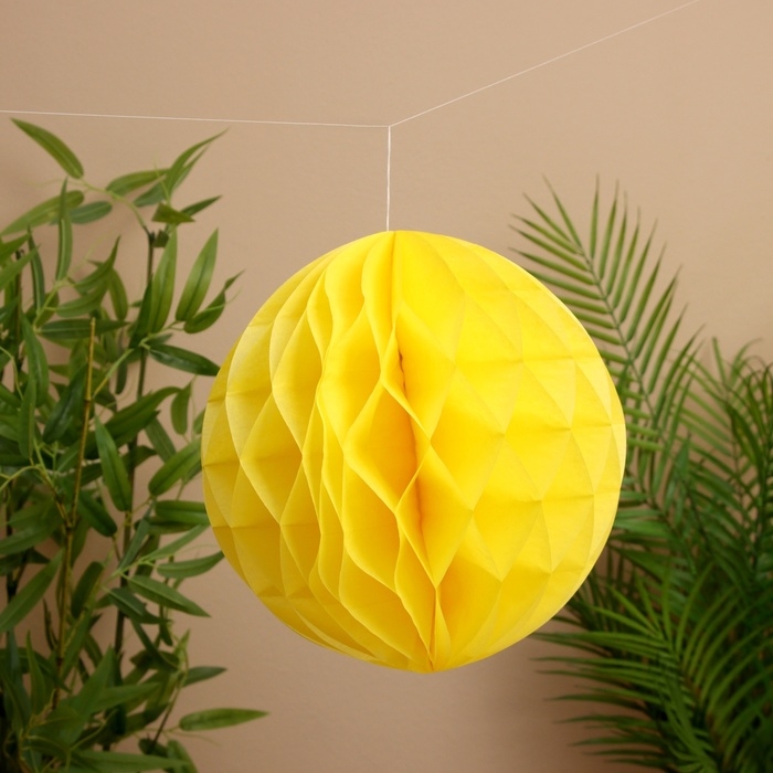 Шар бумажный декоративный, диаметр 30 см, цв. жёлтый Шар бумажный декоративный, диаметр 30 см, цв. жёлтый
