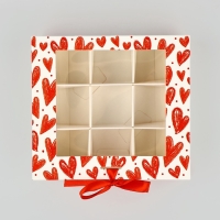Коробка под 9 конфет с ячейками &laquo;Я люблю тебя&raquo; 14.5 х 13.5 х 3.5 см