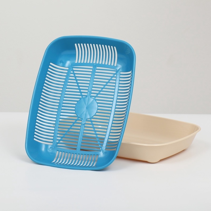 Туалет округлый с сеткой 33,5 х 25 х 6 см, голубой/бежевый Туалет округлый с сеткой 33,5 х 25 х 6 см, голубой/бежевый