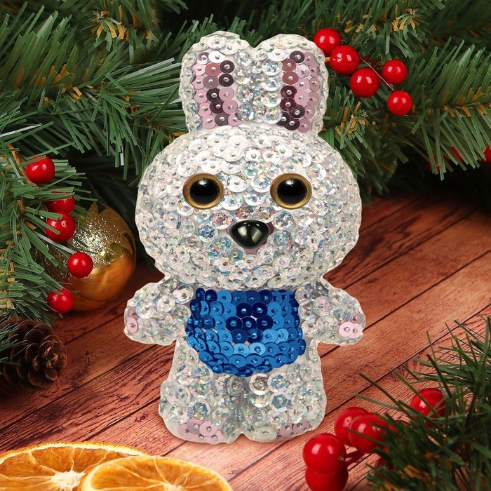 Набор для творчества. Игрушка пайетками &laquo;Зайка&raquo; 14,2 х 7,4 х 6,5 см + 3 цвета пайеток